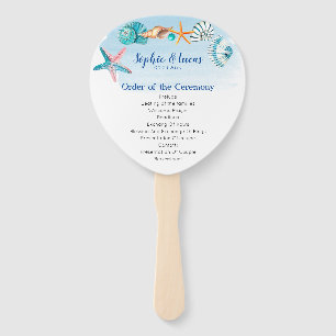Éventail Programme de mariage à thème Blue Seashell Waterco