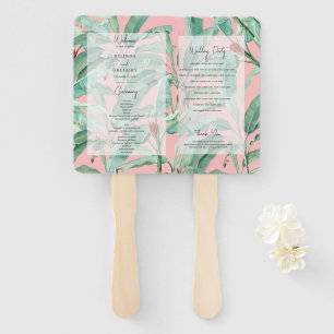 Éventail Programme de mariage aux feuilles de palmier banan
