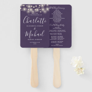 Éventail Programme de mariage avec guirlande lumineuse viol