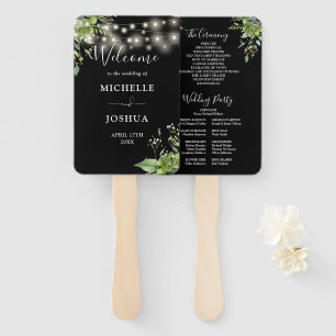 Éventail Programme de mariage avec guirlandes florales et v