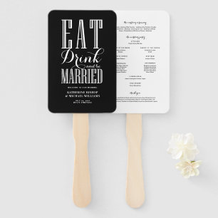 Éventail Programme de mariage Black Eat Drink and Be Marrie
