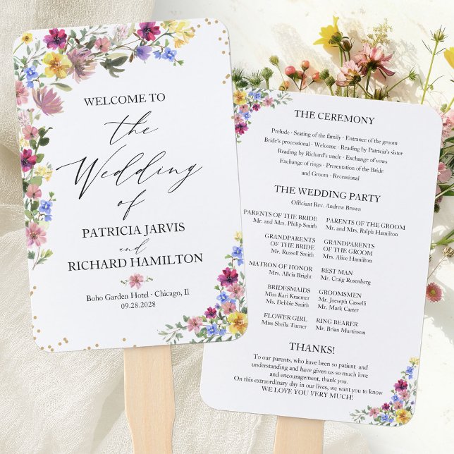 Éventail Programme de mariage Boho Wildflower (Créateur téléchargé)