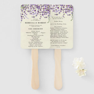 Éventail programme de mariage botanique lavande fans