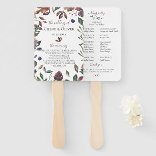 Éventail Programme de mariage botanique rustique