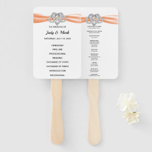 Éventail Programme de mariage cardiaque Orange Infinity Fan