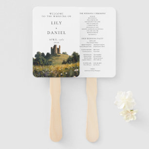 Éventail Programme de mariage Château Floral Fleurs Sauvage