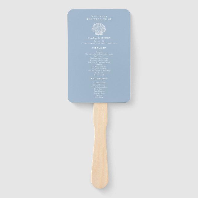 Éventail Programme de mariage Coquillages Côtiers (Devant)