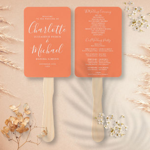 Éventail Programme de mariage corail de cérémonie de signat