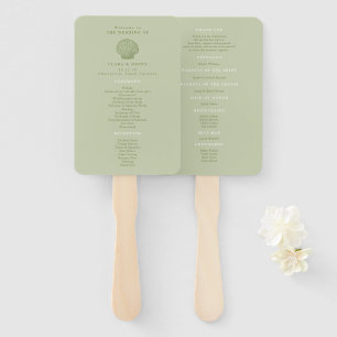 Éventail Programme de mariage côtier en coquillage vert sau