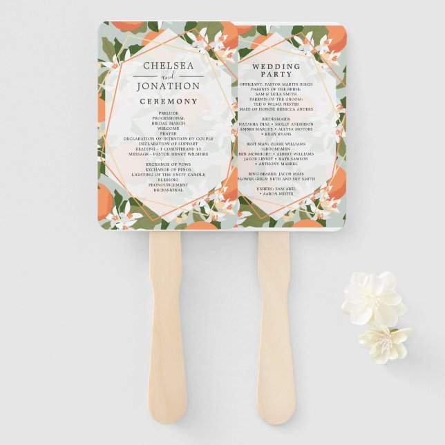 Éventail Programme de mariage d'agrumes et de menthe Ventil (Devant et derrière)