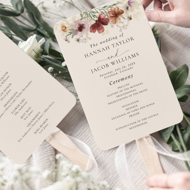 Éventail Programme de Mariage de automne Fleur sauvage Boho (Créateur téléchargé)