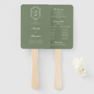 Éventail Programme de mariage de la crête de Monogramme ver