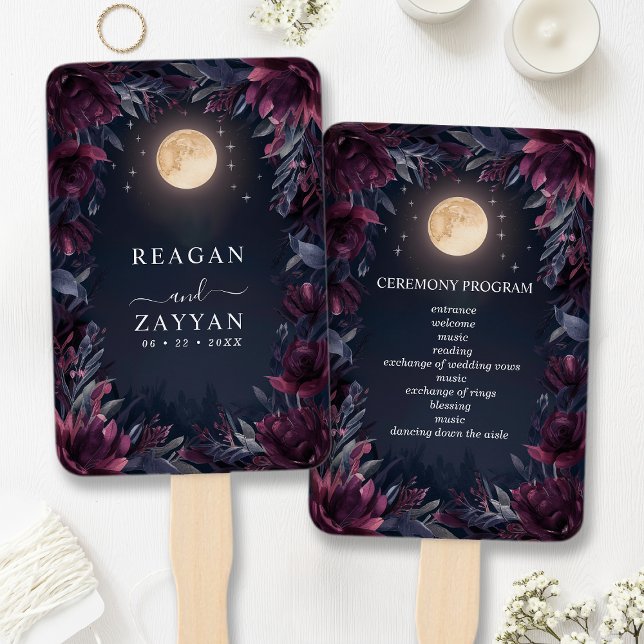 Éventail Programme de mariage de la lune de jardin de minui (Créateur téléchargé)