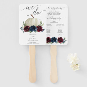 Éventail Programme de mariage de la marine de Bourgogne Fan