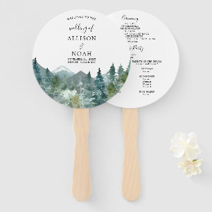 Éventail Programme de mariage de l'aquarelle de la forêt de