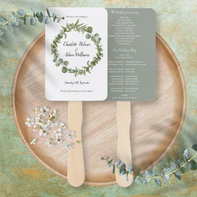 Éventail Programme de mariage de l'eucalyptus pour la végét (Créateur téléchargé)