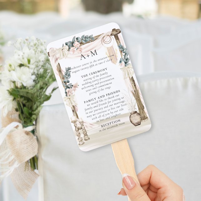 Éventail Programme de mariage de plage bohème rêveur (Créateur téléchargé)