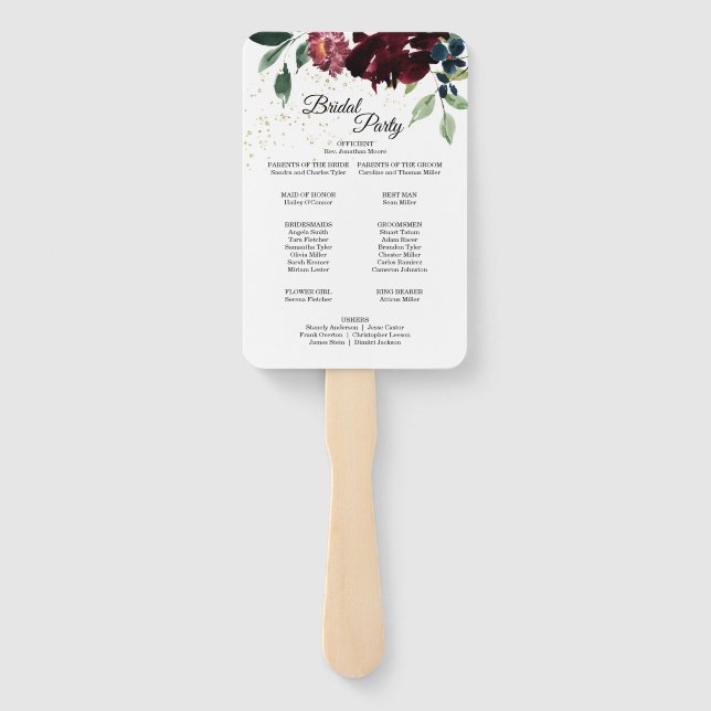 Éventail Programme de mariage des célébrations d'été Ventil (Dos)