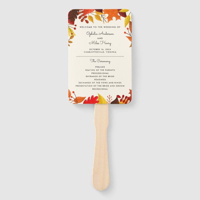 Éventail Programme de mariage des congés d'automne (Devant)