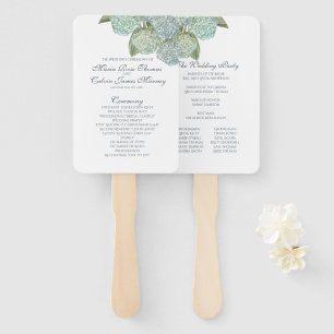 Éventail Programme de mariage des fans de Blue Hydrangea