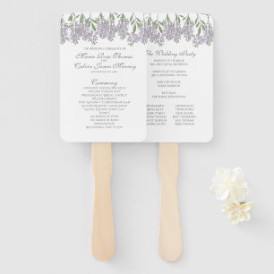 Éventail Programme de mariage des fans de la Wisteria peint