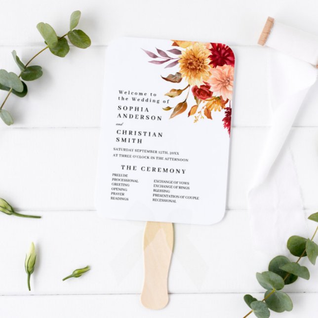 Éventail Programme de mariage des fleurs d'automne (Créateur téléchargé)