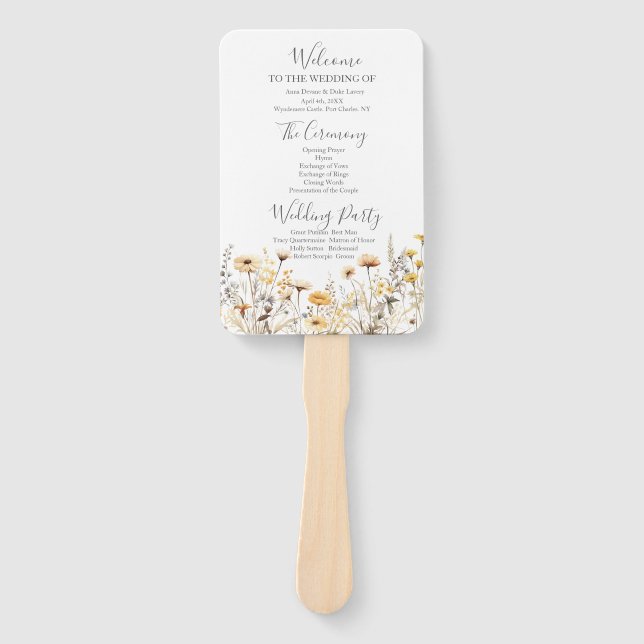 Éventail Programme de mariage des fleurs sauvages (Devant)