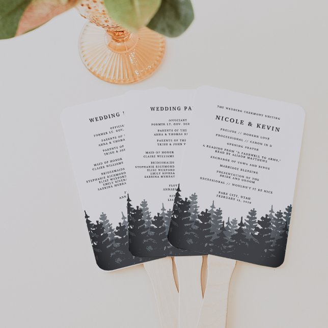 Éventail Programme de mariage des forêts d'hiver (Créateur téléchargé)