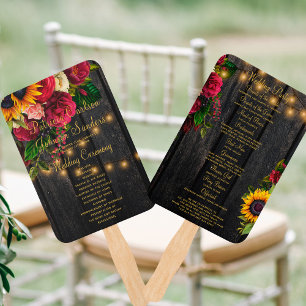 Éventail Programme de mariage des lumières à cordes de bois