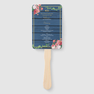 Éventail Programme de mariage d'or Vintage Rose en bois ble