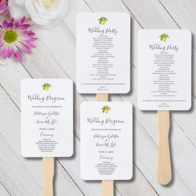 Éventail Programme de mariage du citron jaune Ensemble de f (Créateur téléchargé)