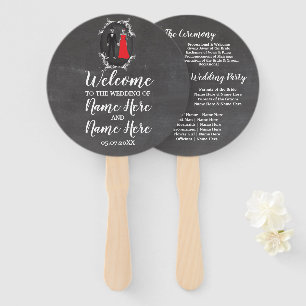 Éventail Programme de mariage du crâne Skeletons Chalk Red
