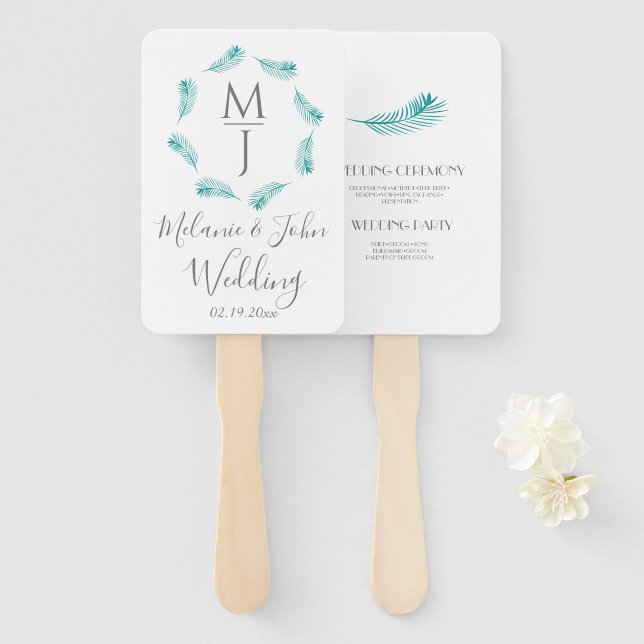 Éventail Programme de mariage du logo circulaire en feuille (Devant et derrière)