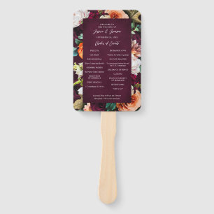 Éventail Programme de mariage du Rose de Bourgogne Ranuncul