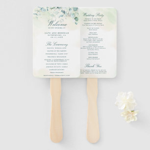 Éventail Programme de mariage élégant à la verdure d'eucaly