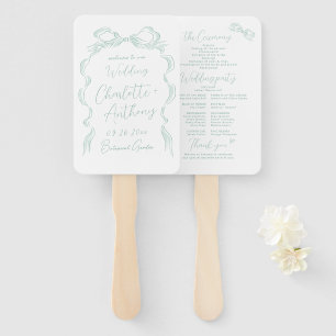 Éventail Programme de mariage élégant à nœud papillon vert 