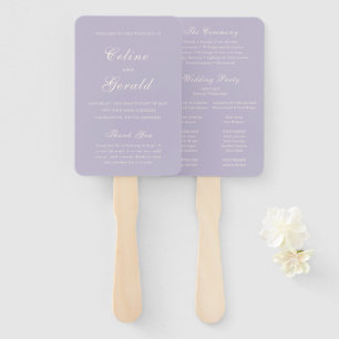 Éventail Programme de mariage élégant au lilas classique