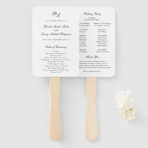 Éventail Programme de mariage élégant au monogramme classiq