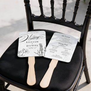 Éventail Programme de mariage élégant aux fleurs sauvages