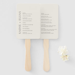 Éventail Programme de mariage élégant beige typographie mod