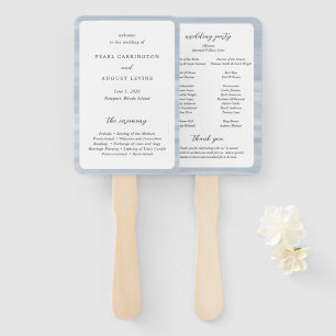 Éventail Programme de mariage élégant bleu atténué Coastal