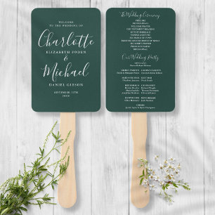 Éventail Programme de mariage élégant émeraude moderne scri