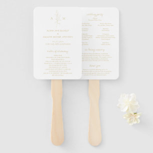 Éventail Programme de mariage élégant en or botanique propr