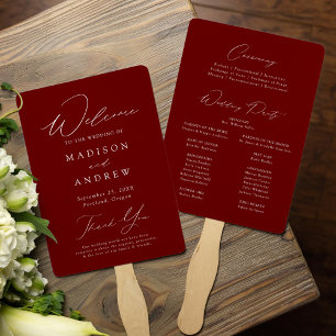 Éventail Programme de Mariage Élégant Moderne Bordeaux