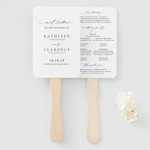 Éventail Programme de mariage élégant noir et blanc classiq
