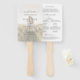 Éventail Programme de mariage élégant noir et blanc classiq