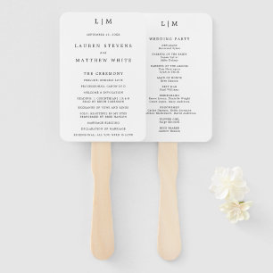 Éventail Programme de mariage élégant noir et blanc simple
