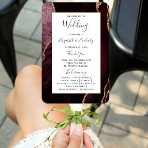 Éventail Programme de mariage en Agate Or Bourgogne
