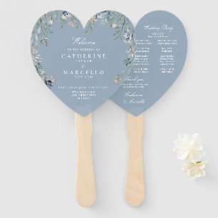 Éventail Programme de mariage en cascade florale bleu pouss