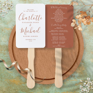 Éventail Programme de mariage en écriture élégante Terracot